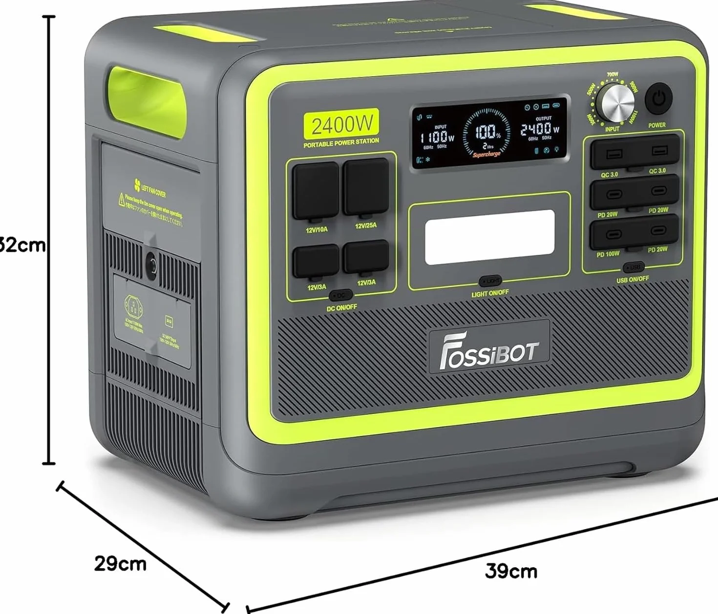 FOSSiBOT F2400 Generatore Solare con Pannelli Solari da 420 W, Batteria LiFePO4 da 2048Wh con Uscita da 2400 W, Ricarica Rapida di 1,5 ore, Centrale Elettrica Portatile per Campeggio e Camper