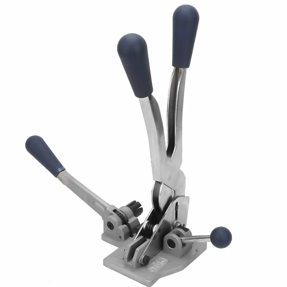 Reggiatrice per confezione 3 in 1, pinza tendicinghia manuale in acciaio per reggetta in polipropilene 1/2 "-5/8", per imballaggi industriali e domestici.
