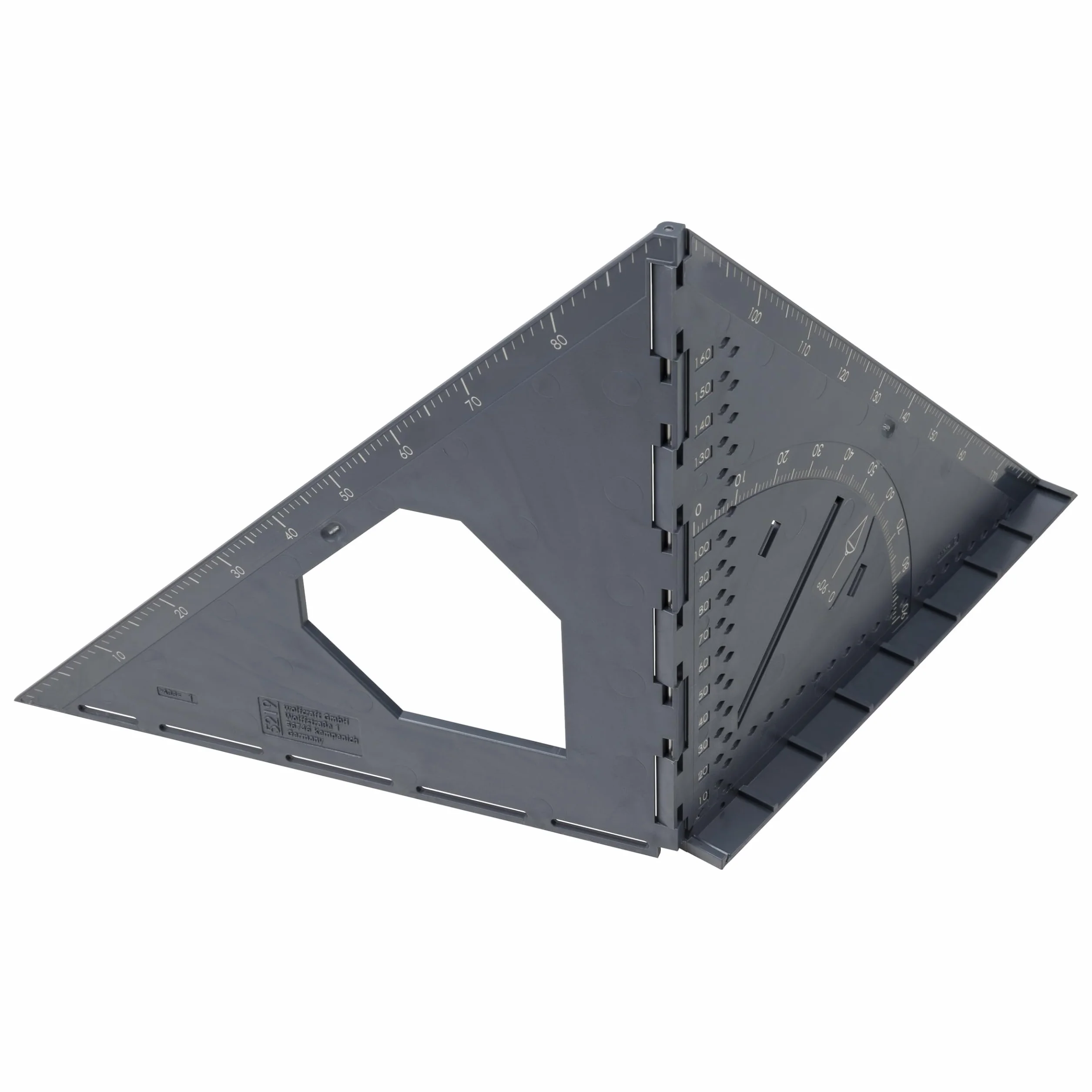 wolfcraft VARIO 3D PRO Squadra Pieghevole per Misurare e Marcare, per Superfici e Pezzi Tridimensionali con Scala 0–180°, Ricerca Centro, Filo a Piombo e Funzione Compasso – 5219000