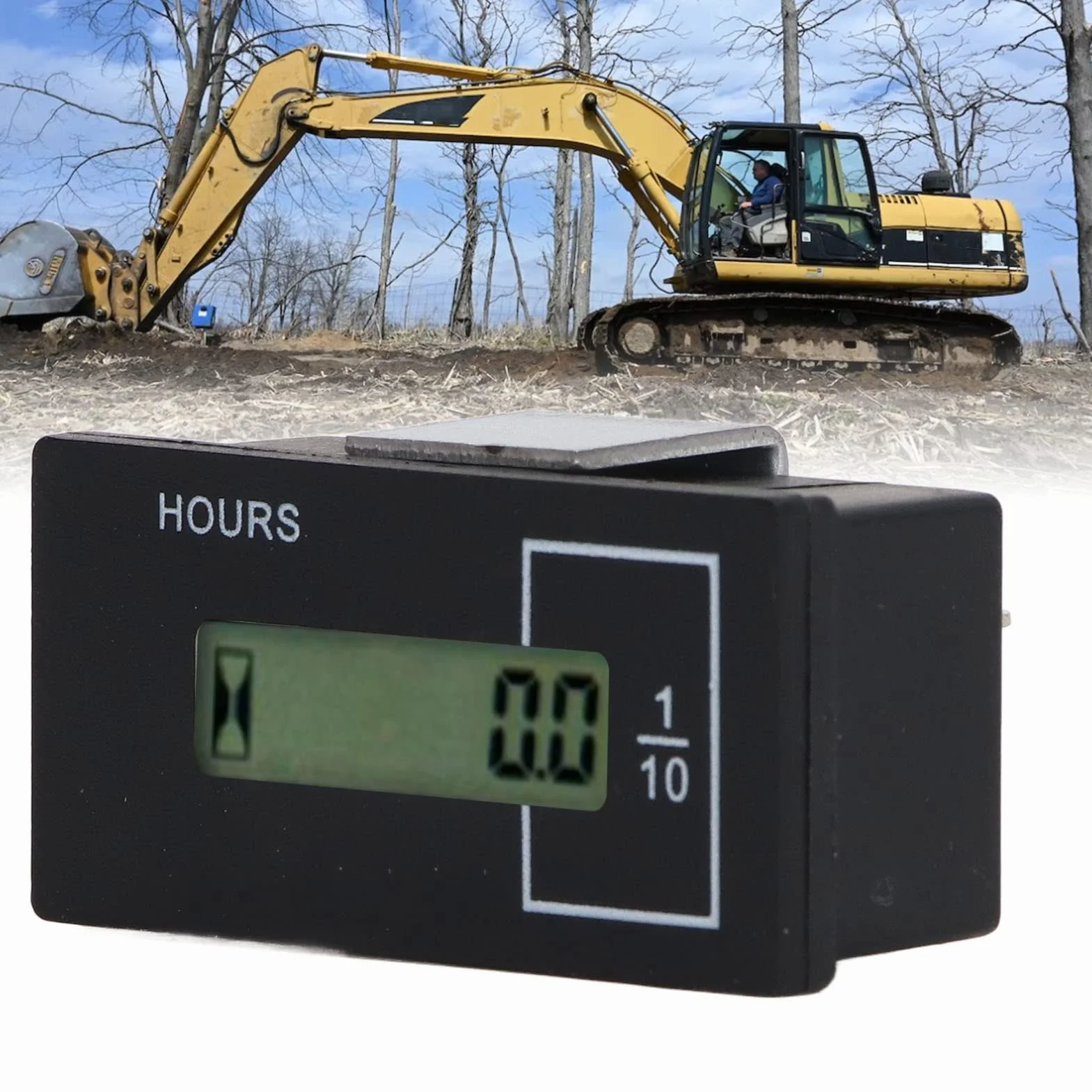Wyświetlacz LCD Licznik Godzin 12V-36V 0-99999.9H Do Koparki Kato 9 Pin