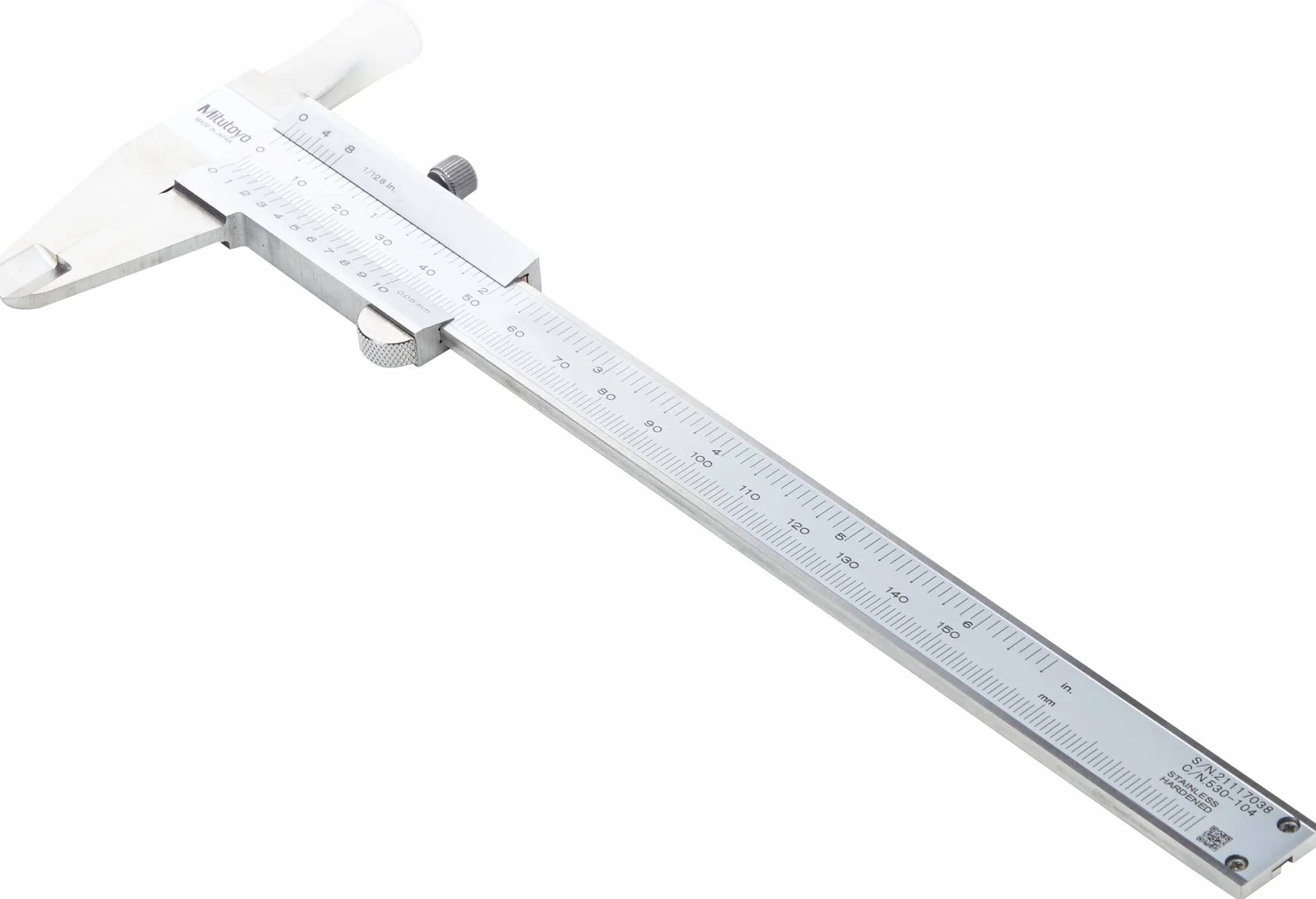 Mitutoyo 530-104 Calibro a nonio N6", 0-150 mm / 0-6 in | 0,05 mm / 1/128 in, metrico/pollici, lettura meccanica, robusto
