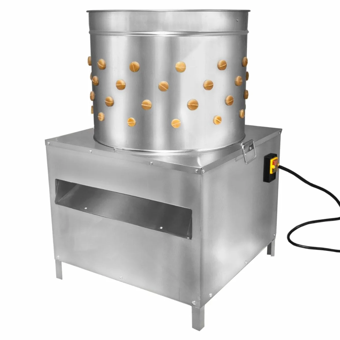 KuKoo Macchina Spiumatrice per pollame in acciaio inox Ampia Apertura - 50cm 99 gommini 220V 2HP 6 uccelli capacità