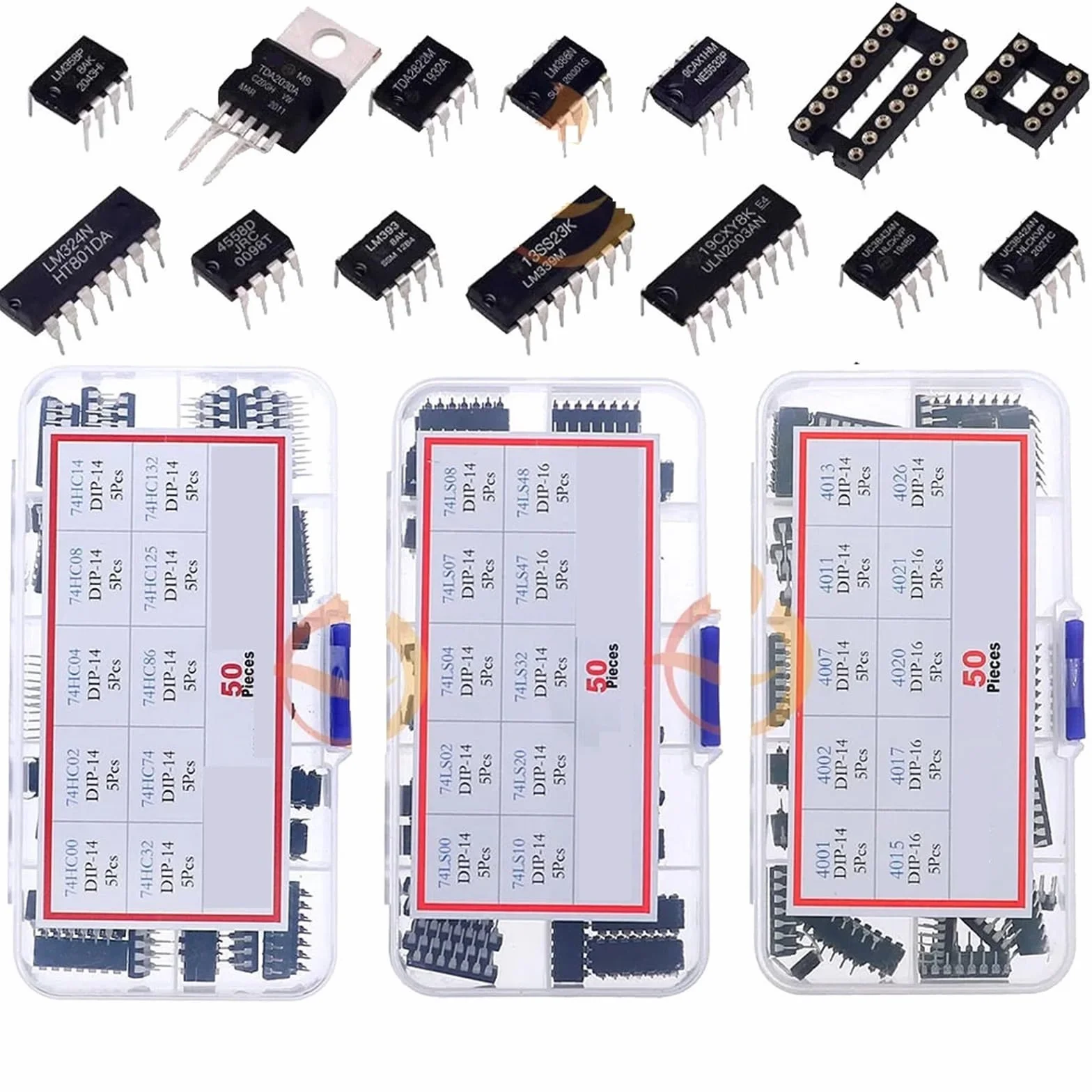 Assortimento di chip for circuiti integrati IC serie 74HCXX 74LSXX CD4000 Set di prese logiche comuni(4001-4543 SMD)