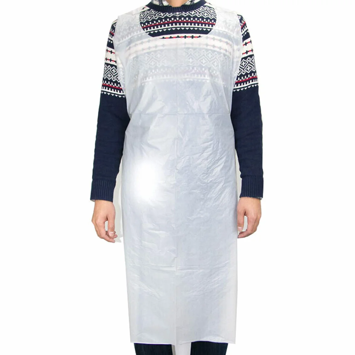 Lot de 100 Grembiule usa e getta trasparente - Blusa monouso impermeabile in polietilene con protezione quotidiana - Dimensioni universali per casa, ospedale, laboratorio e altro - Bianco