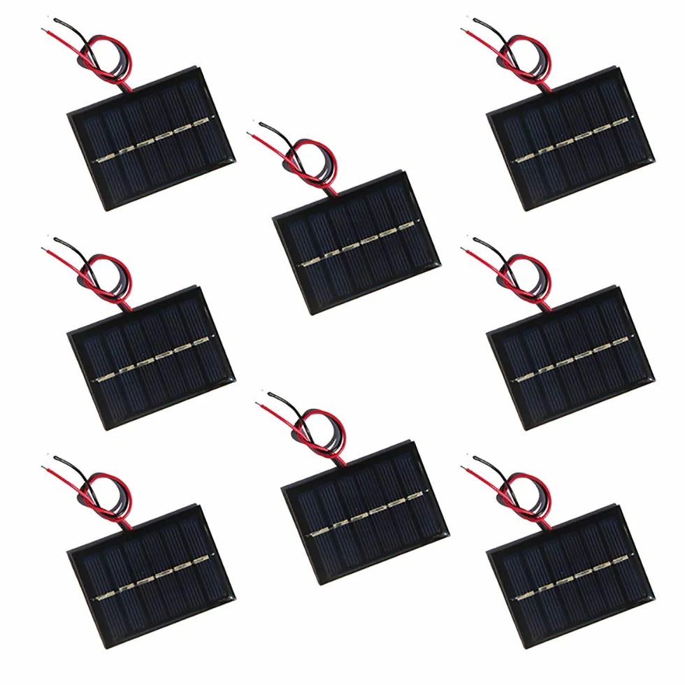 NUZAMAS Set di 8 micro mini celle a pannello solare da 3 V, 65 x 48 mm, cablate, per energia solare, fai da te, casa, giardino, progetti scientifici, giocattoli, caricabatterie