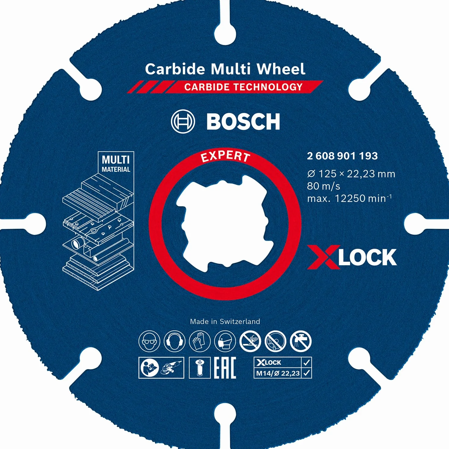 Bosch Professional 1x Mole da Taglio X-LOCK Expert Carbide Multi Wheel (Diametro 125 x Spessore mm 1,0 mm, Accessorio Smerigliatrice Angolare)