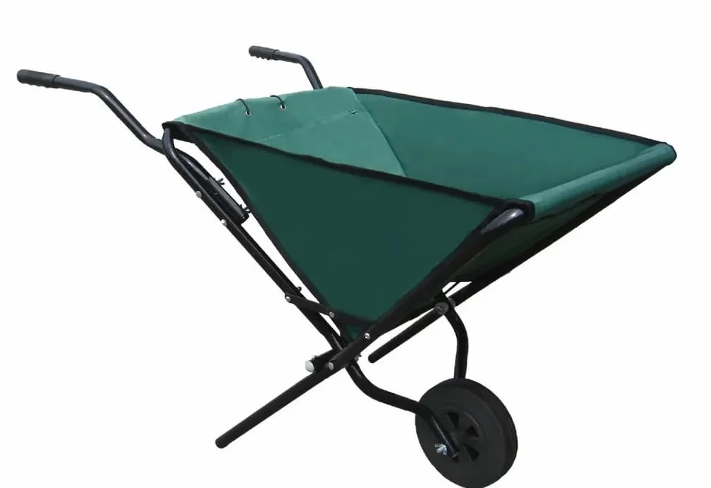 Carriola pieghevole – Carriola pieghevole – Robusto telaio in acciaio – 112 cm x 72 cm x 73 cm – Tessuto Oxford 600 D – Carrello da giardino – Gancio – Carrello scorrevole – Verde/Nero