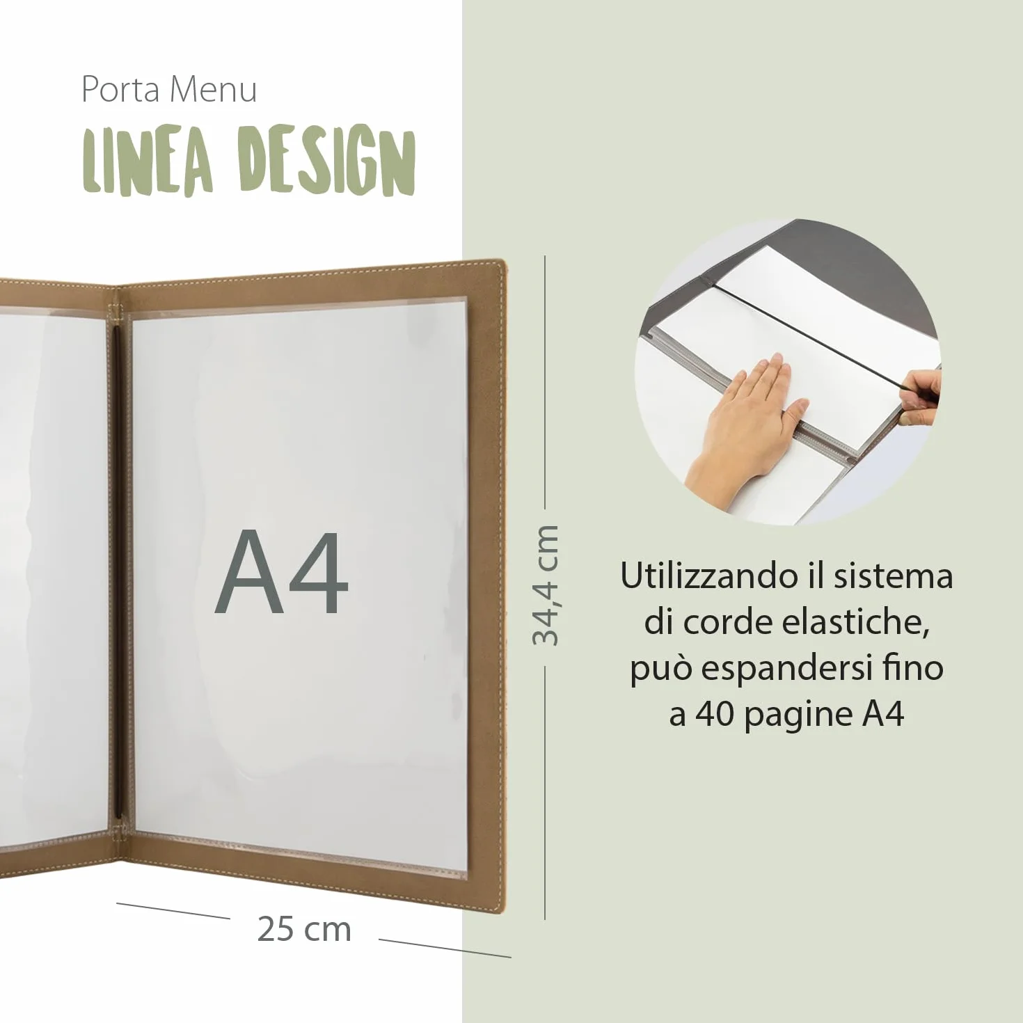SECURIT Porta Menu Linea Design A4 Similpelle Cork Beige 1 Doppio Inserto