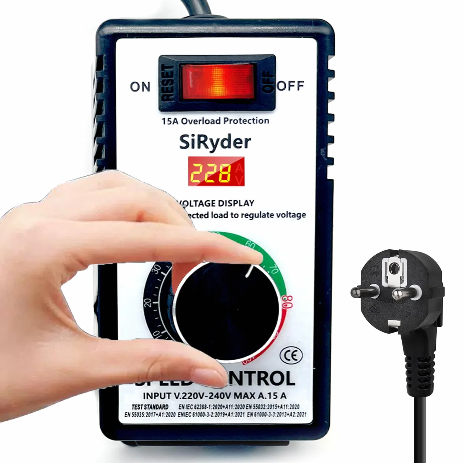 Regolatore di Tensione 220V Regolatore Velocita Motori Con Protezione Da Sovraccarico Per Smerigliatrici Angolari Asciugacapelli Trapani Portatili Seghe Circolari 10A