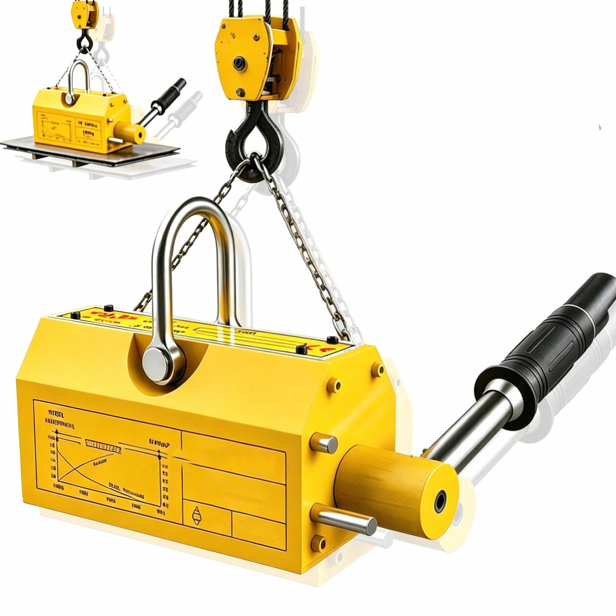 Sollevatore magnetico da 200 kg/440 lb, sollevatore magnetico permanente con rilascio, for piastra di sollevamento in acciaio, tavola, utilizzato in gru da officina, paranco, tavola