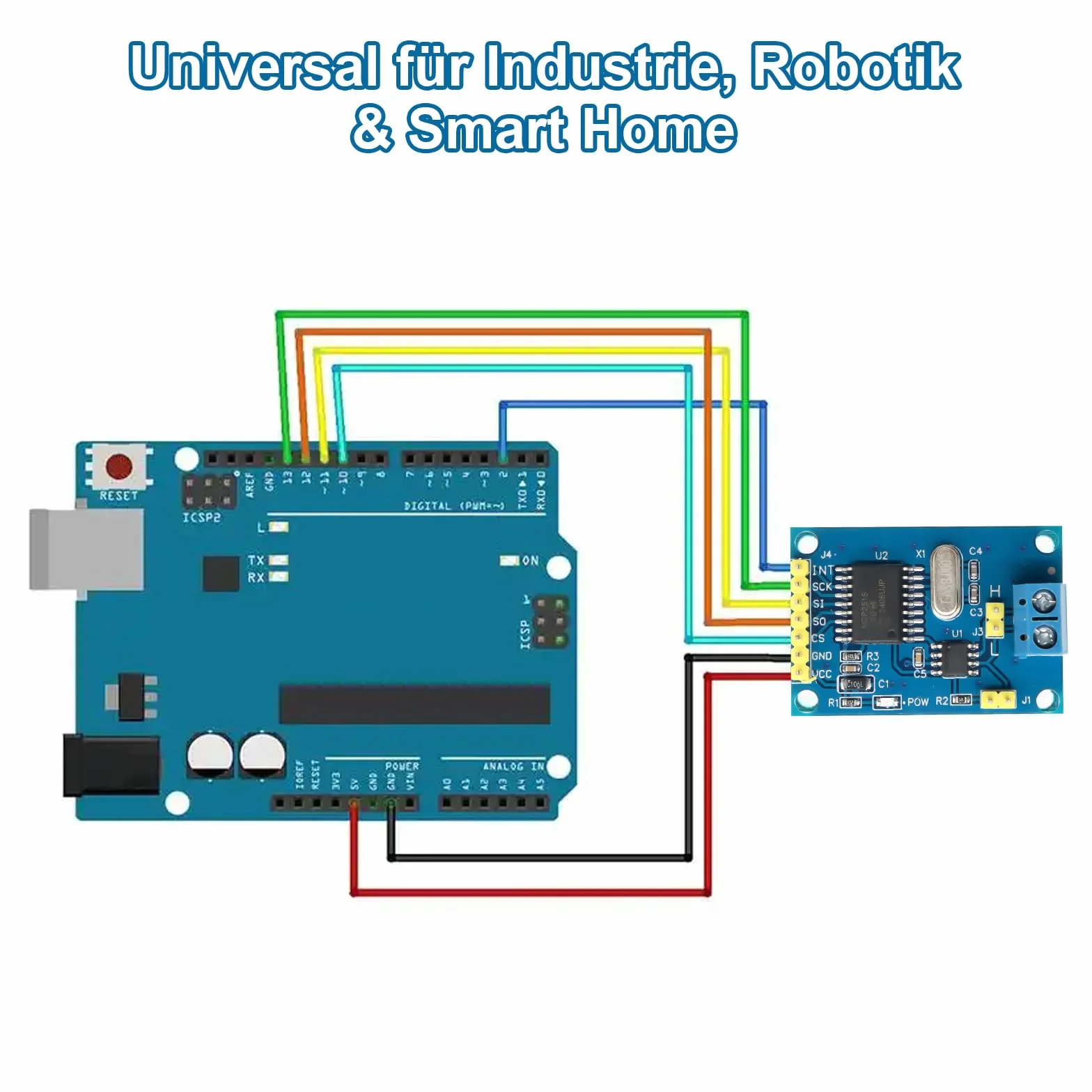3 moduli canbus MCP2515 con TJA1050 – modulo di interfaccia SPI compatibile con Arduino, Raspberry Pi & IoT 5 V DC, 1 MB/s, 120 Ohm regolazione di impedenza per industria 4.0, Smart Home