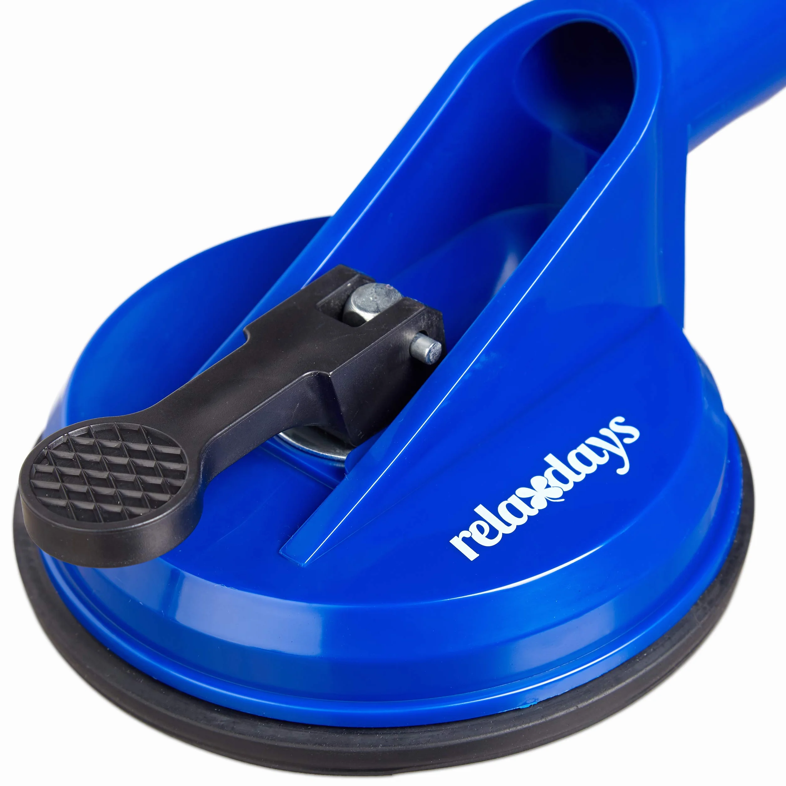 Relaxdays Ventosa di Sollevamento Doppia, Set da 2, Alzavetri, Piastrelle & Pannelli, Max. 80 kg, Ø 12 cm, Blu
