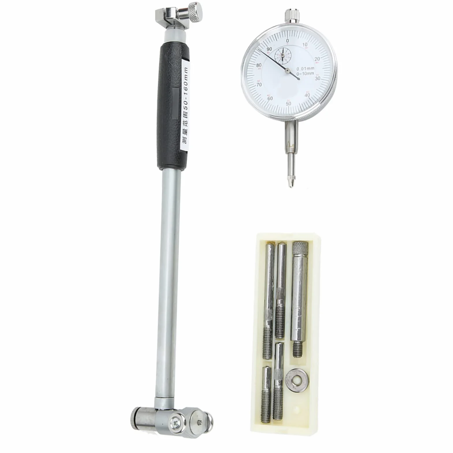 Calibro alesaggio del quadrante, indicatore del quadrante Alesaggio Gage 50-160MM Indicatore del diametro Kit del cilindro del cilindro di misurazione, asta di prolunga