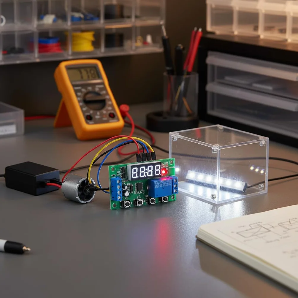 Modulo Timer Ciclico Digitale 12V Display LED Regolabile Automazione Industriale