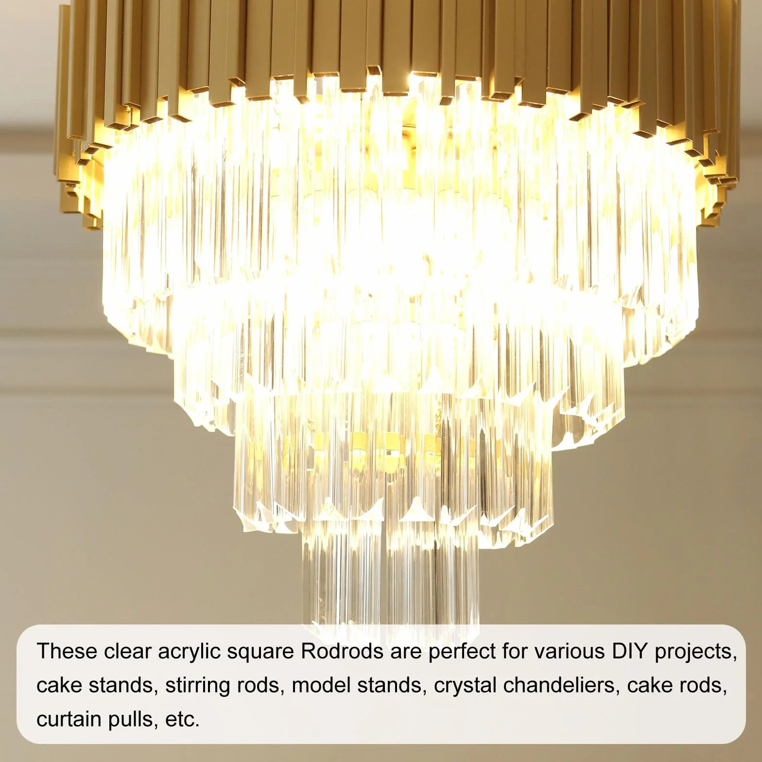 QUARKZMAN 15pz Bastoncini in Acrilico Quadrati 4mm x 300mm Trasparente per Fai da Te Illuminazione Decorazioni