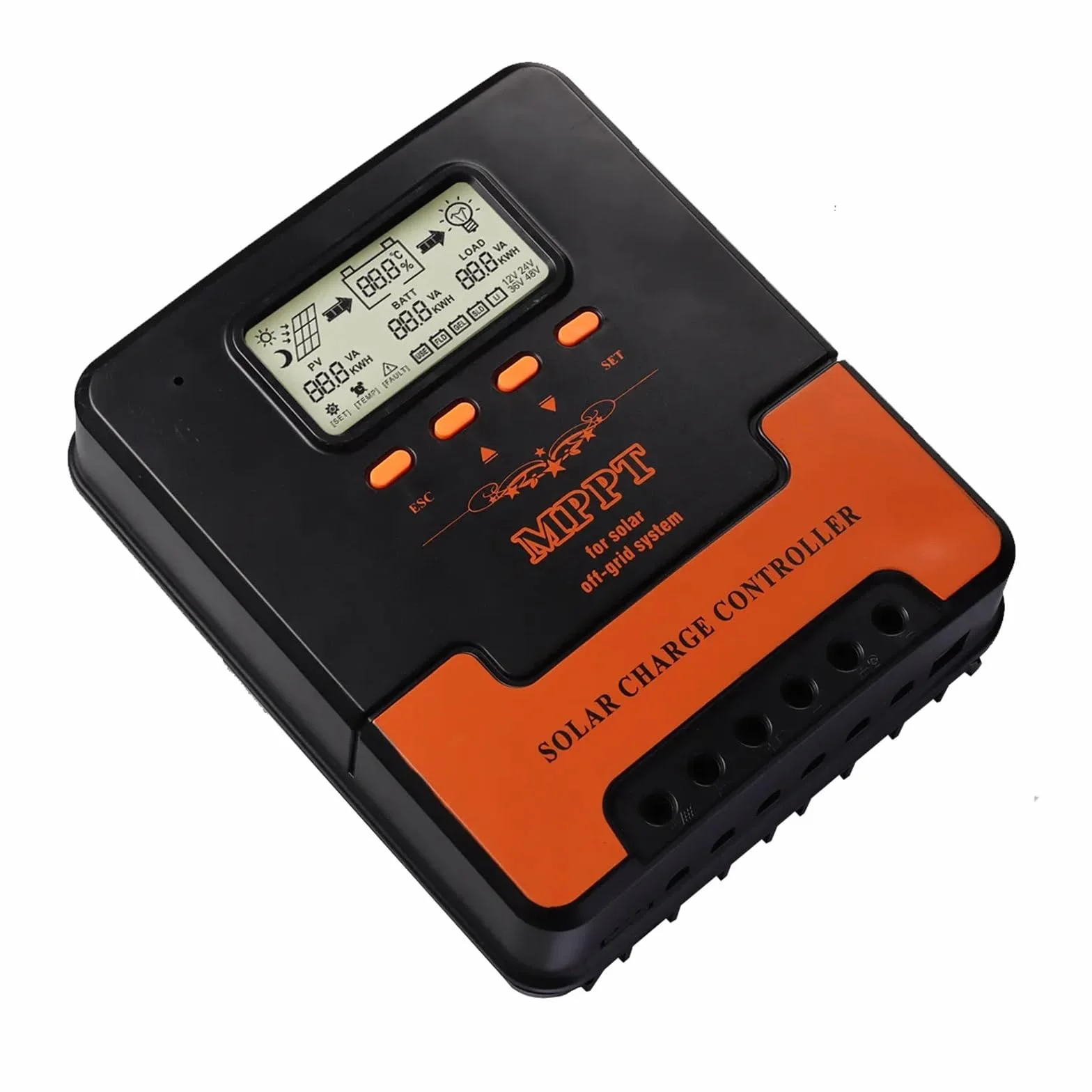 Regolatore di carica solare, Regolatore di carica solare MPPT 20A 30A 40A 50A 60A 12V 24V adattamento automatico batteria al litio al piombo carica regolatore del pannello solare per gel sigillato AGM