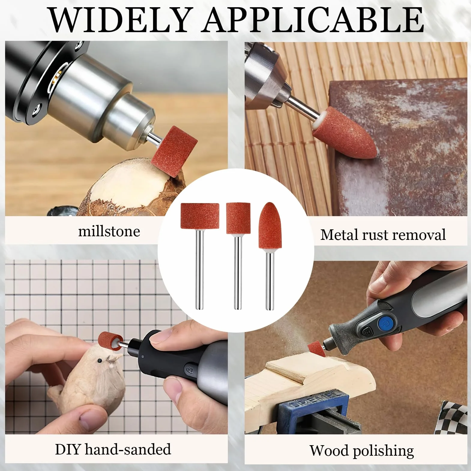 42 Pezzi Accessori per Mole in Ossido di Alluminio, Punte Pietra Abrasiva con Gambo da 3 mm, 3 Stili Punte Abrasive per Trapano Rettifica Lucidatura Mole per Utensili Rotanti, Lucidatura e Sbavatura