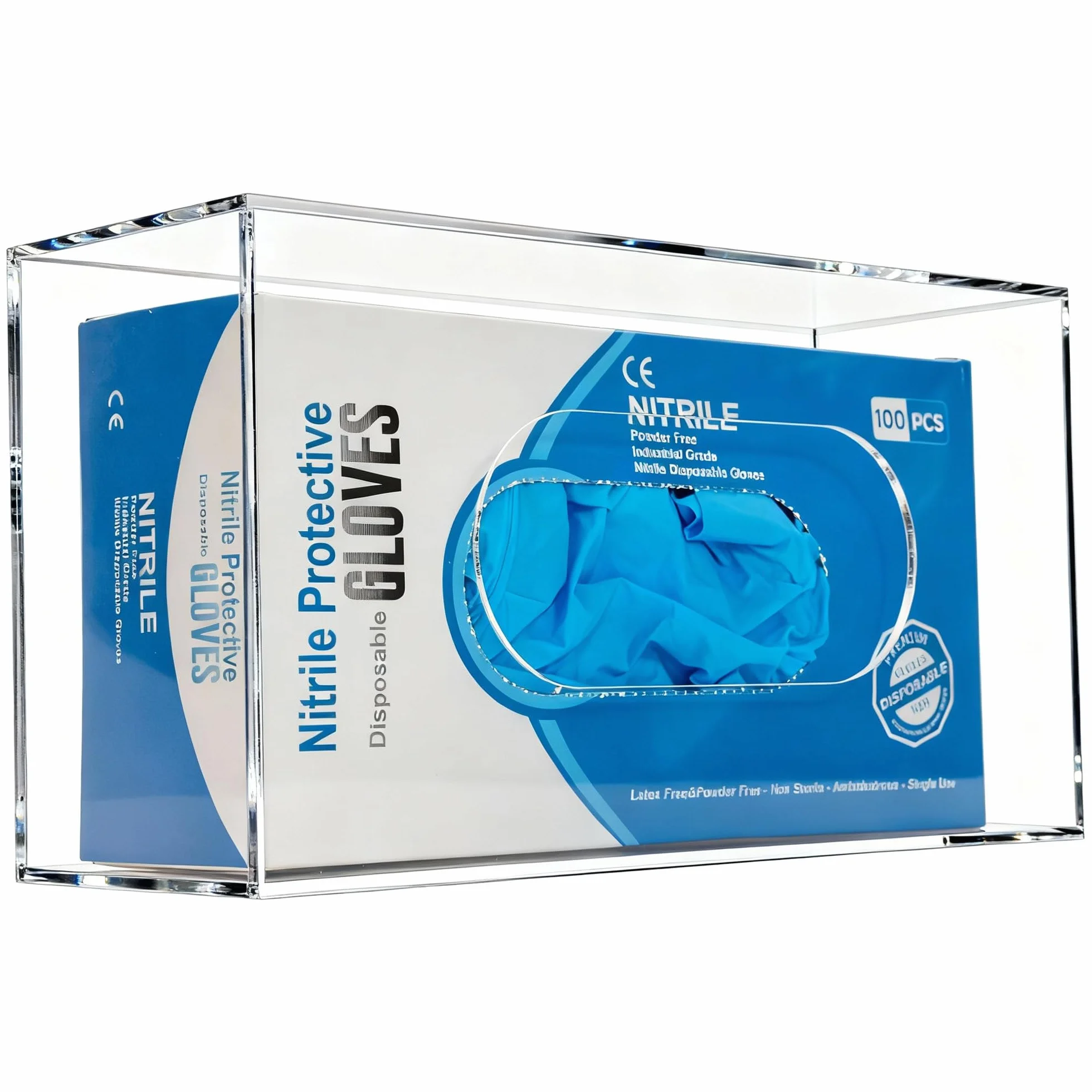 Porta dispenser per guanti in acrilico,(1 scomparti) a parete doppio guanto per medicina, lattice, gomma, nitrile, esame, scatole per guanti usa e getta, per tessuti, trasparente