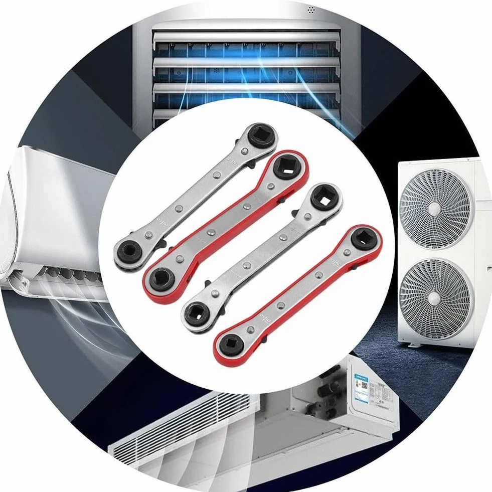 Chiave a cricchetto quadrata a doppia testa in acciaio al carbonio cromato 1/4" 3/8" 5/16" 3/16" per HVAC