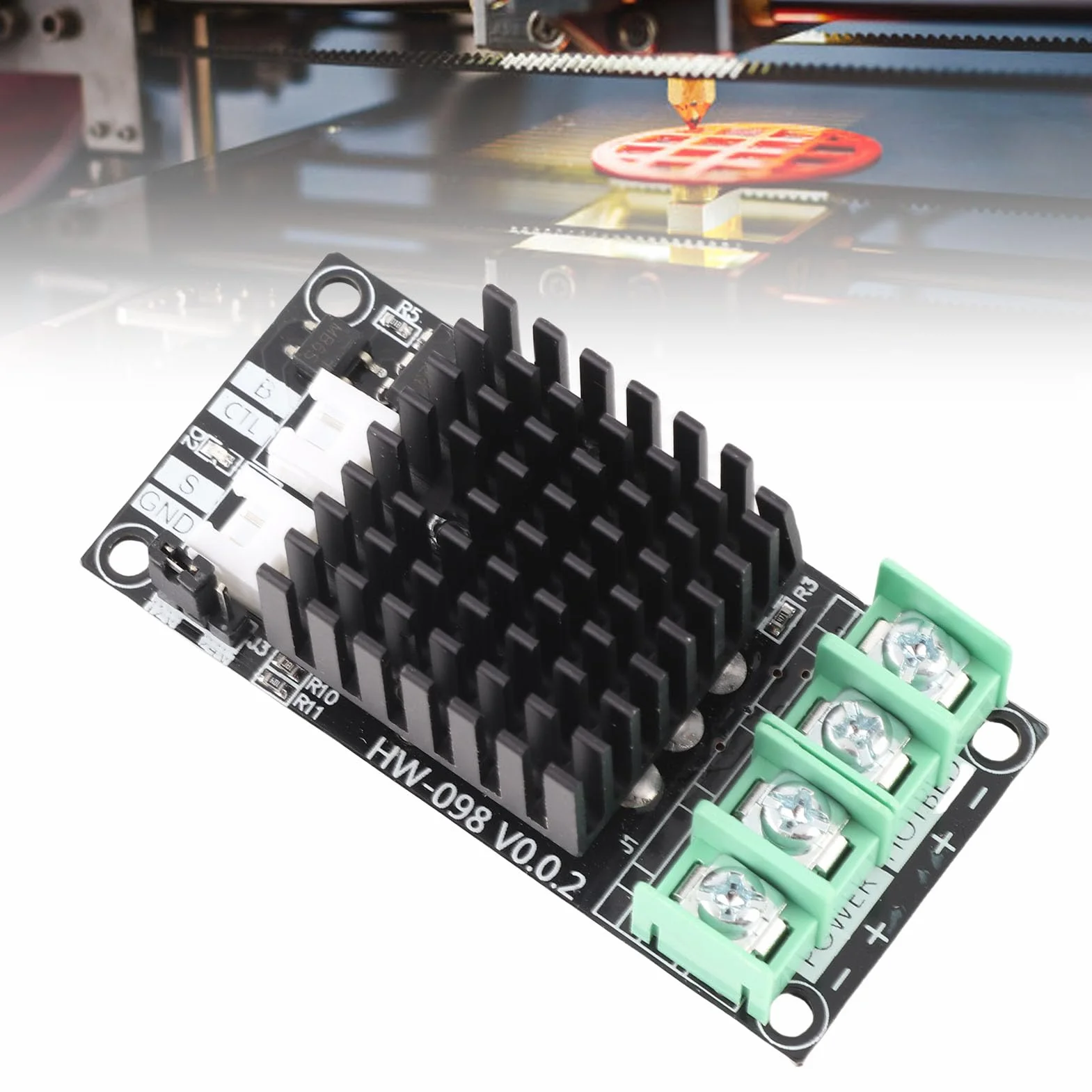 Modulo MOSFET 30A per Stampante 3D, Regolatore Temperatura Letto Riscaldato, Controllo Riscaldamento 3D Printer, Dimensioni 66,6x32mm