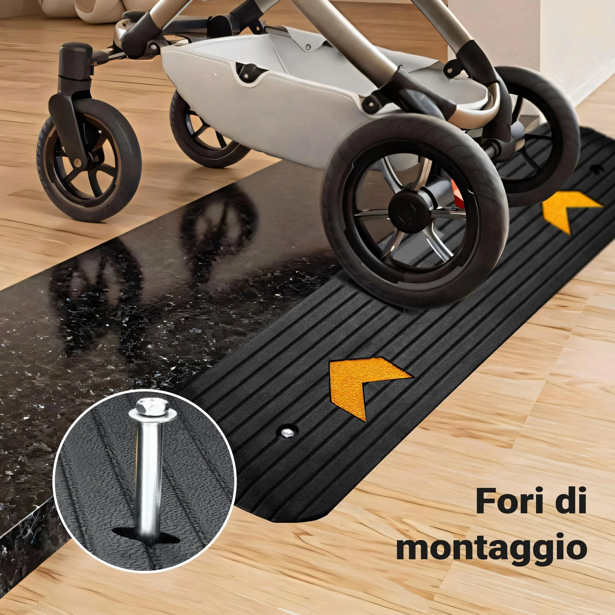 Wiltec Rampa in gomma per marciapiede e soglia 1100 x 406 x 50 mm max 50 t con elementi riflettenti