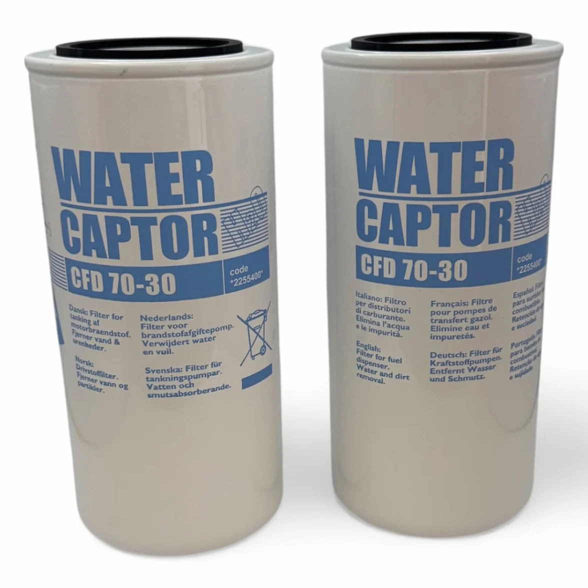 PIUSI 2x Filtro Cartuccia Ricambio Water Captor CFD 70-30 da 70 l/min - con Assorbimento Acqua per Gasolio – Attacco Standard 1”-12 UNF – Filtrazione Micron 30 | F0061101B