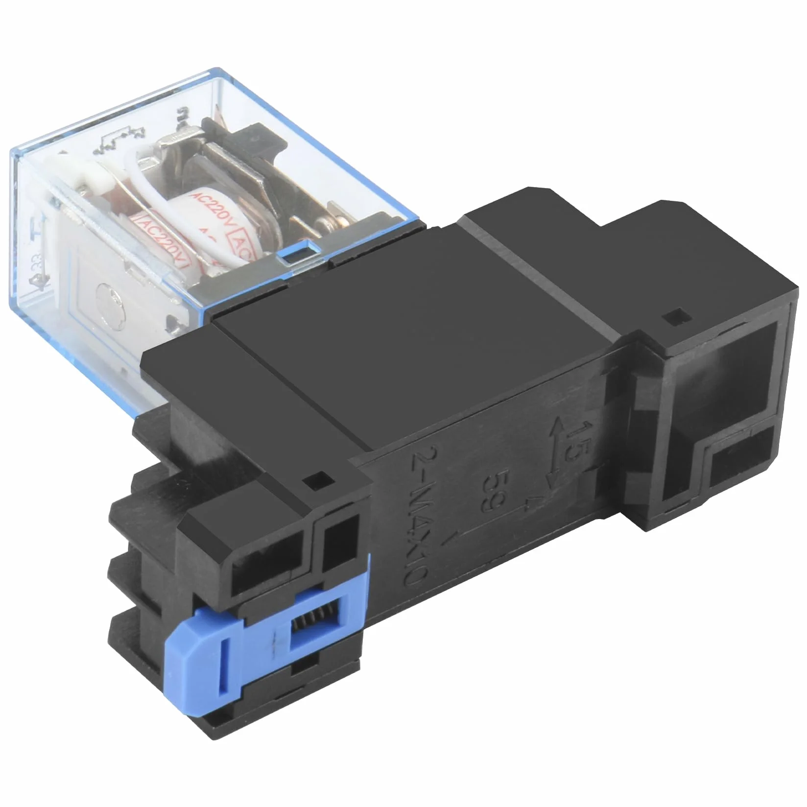 Heschen Relè per uso generico, LY2NJ, bobina 220VAC, 10A 24VDC/220VAC, DPDT, indicatore LED, con base a bussola