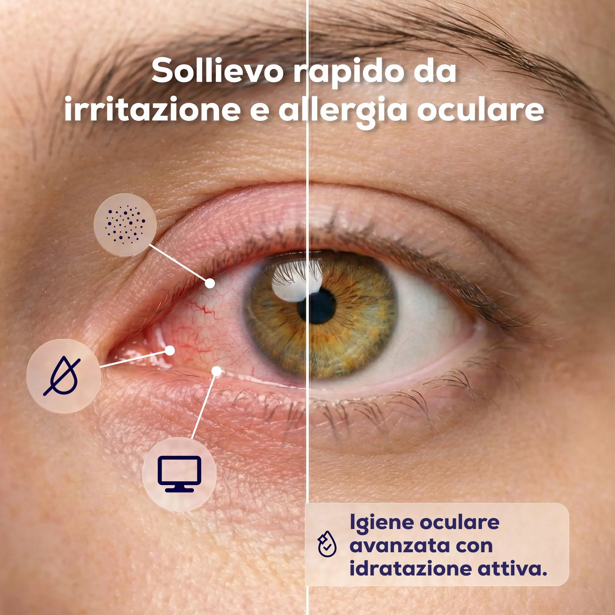 Bagno Oculare con Acido Ialuronico e Vaschetta Oftalmica per Idratazione e Pulizia Profonda degli Occhi, Soluzione Biocompatibile, 2 x 360 ml