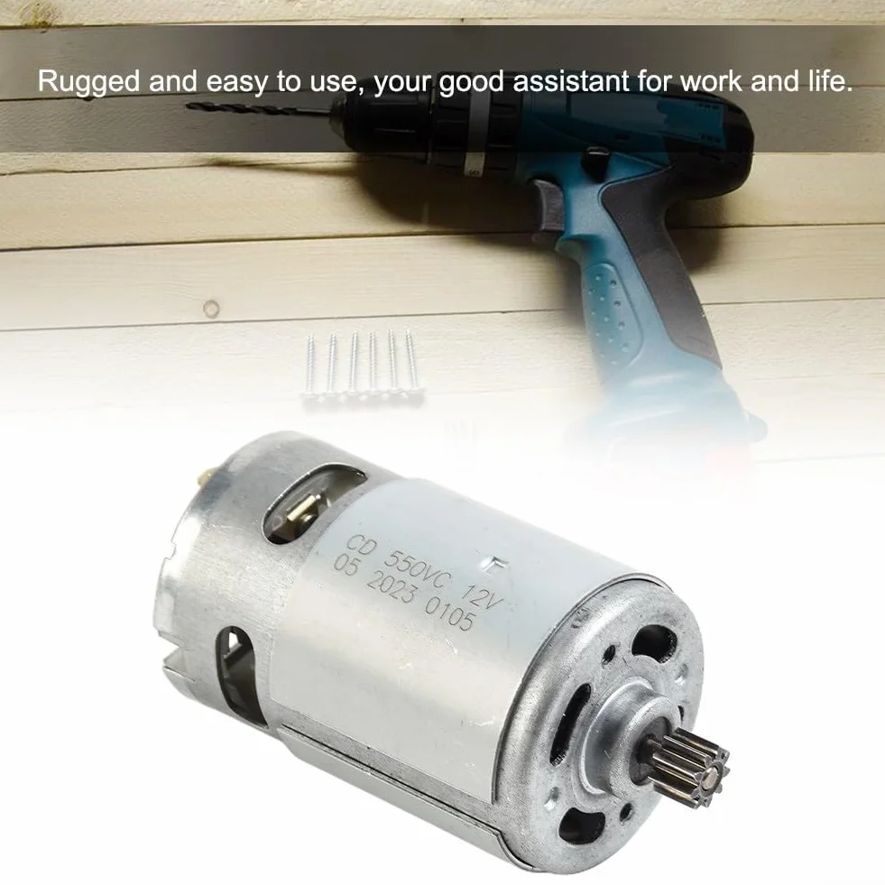 Motore elettrico per trapano elettrico a 9 denti/12 denti, 10 8V/12V/14 4V, affidabile per modello RS550, costruito per prestazioni e longevità (12 V 9 denti)