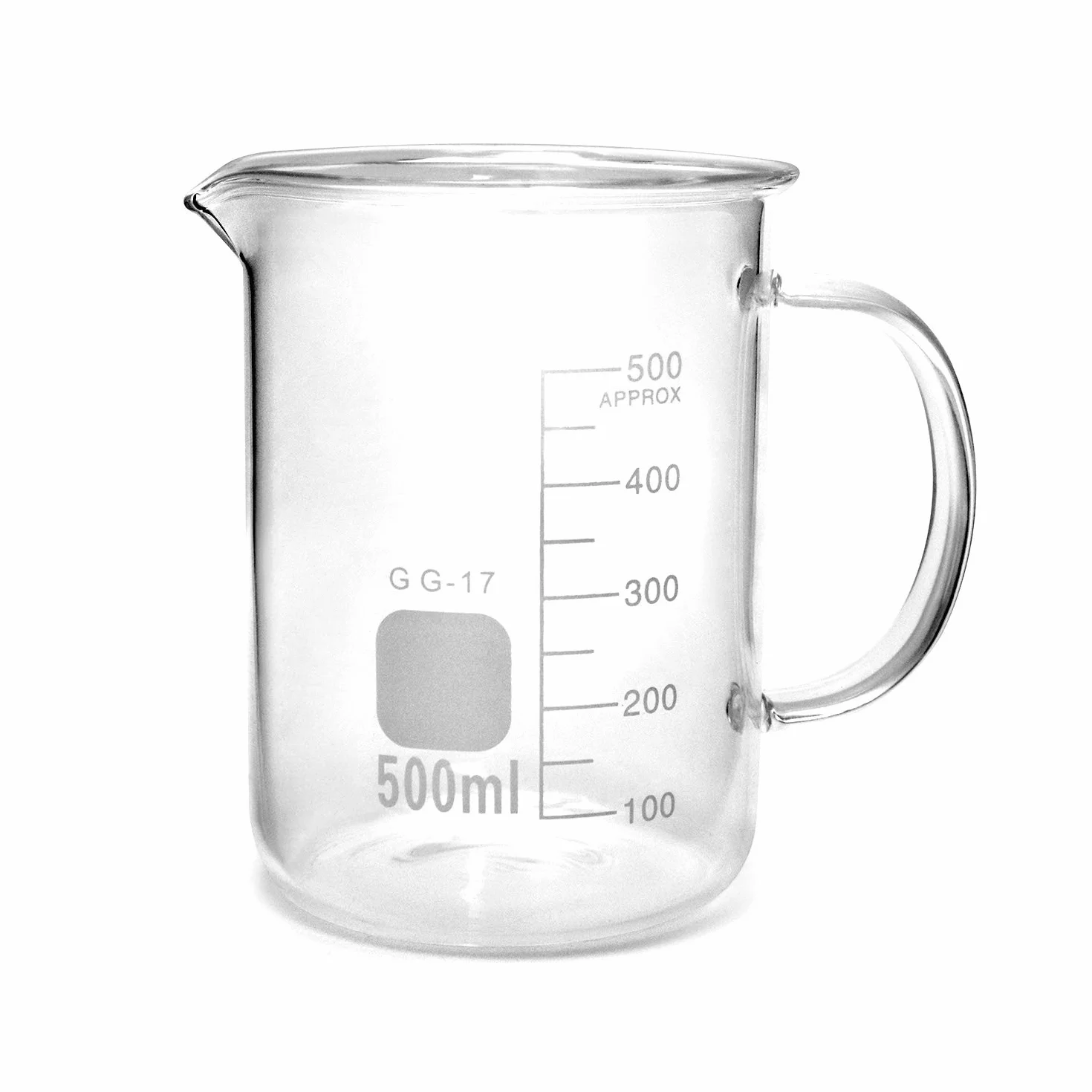 QWORK® - Becher da 500 ml con manico,con graduati,in vetro borosilicato