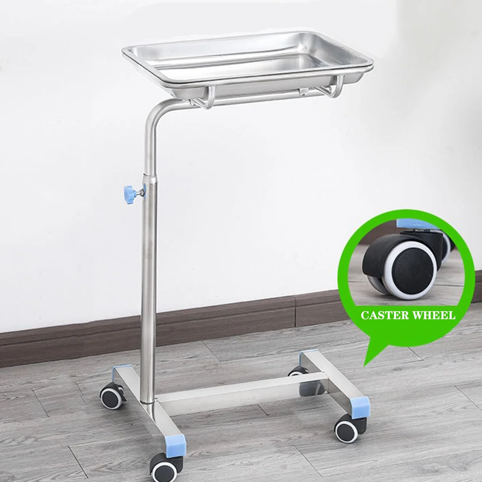 Carrello Medico, Carrelli da Laboratorio in Acciaio Inossidabile, Carrello da Laboratorio con Rotelle, Dotato di Quattro Ruote Girevoli, per Laboratorio, Clinica, Ospedale, Salone,Argento,A