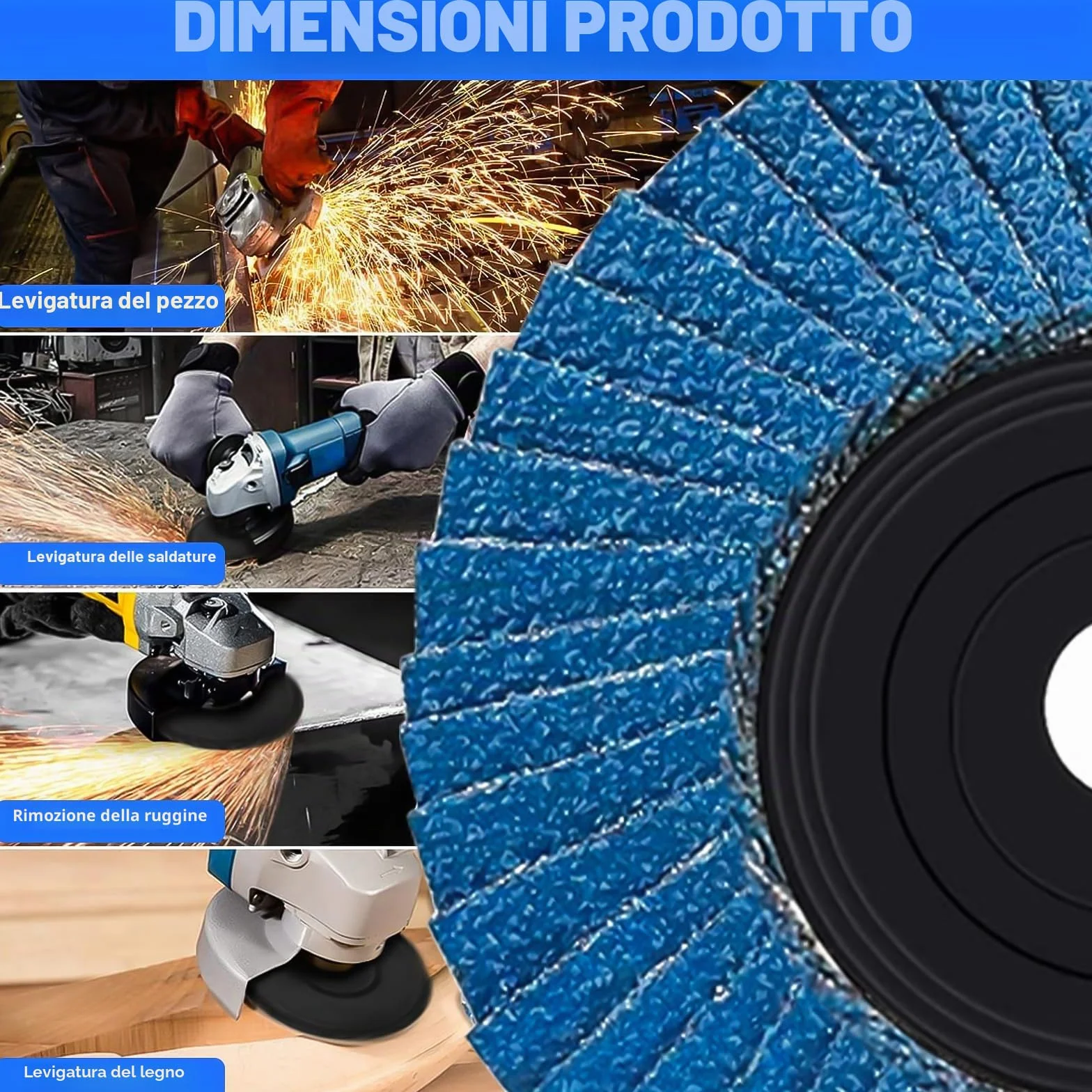 12 Pezzi Disco Abrasivo Lamellare, Dischi Lamellari 76 mm, Grana 40/60/80/120, Dischi Smeriglio Lamellari per Smerigliatrice Angolare a Batteria (Blu)
