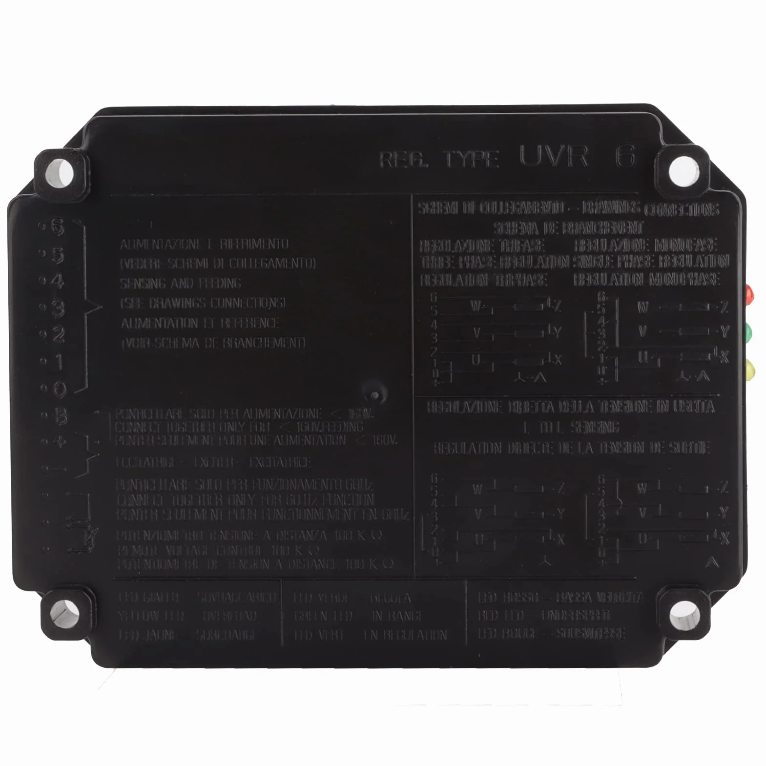 Regolatore di tensione, protezione multipla UVR6 50/60Hz AVR Regolatore di tensione automatico di buona stabilità per generatori brushless