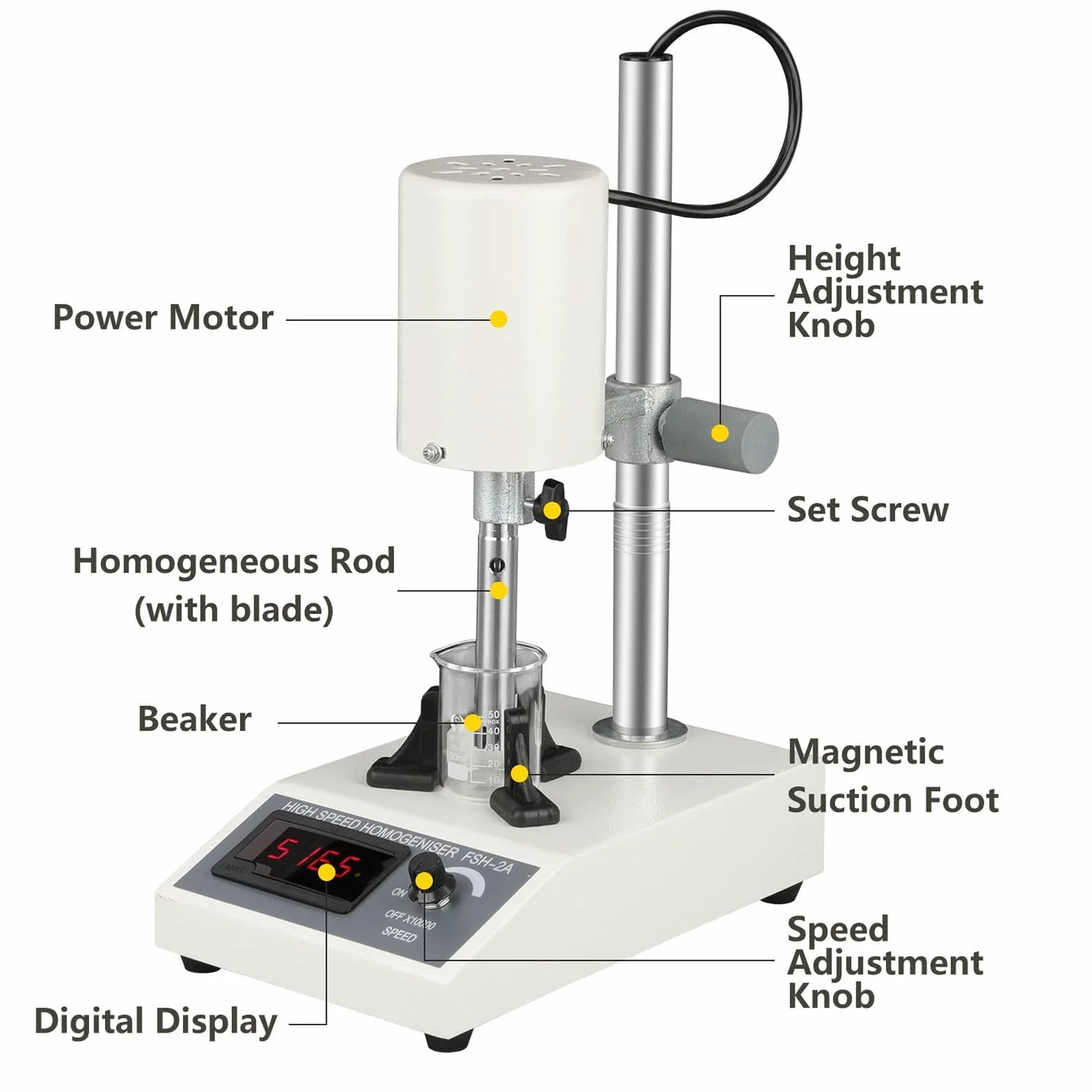 Dispersore da laboratorio, RPM ad alta velocità regolabile con teste multiple per un'efficiente miscelazione ed emulsionazione dei campioni, ideale per ricerca e sperimentazione