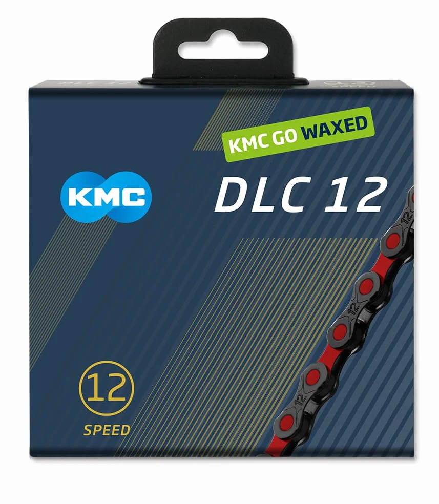 KMC DLC12 - Catena a 12 velocità, cerata, colore: nero/rosso, 126 maglie