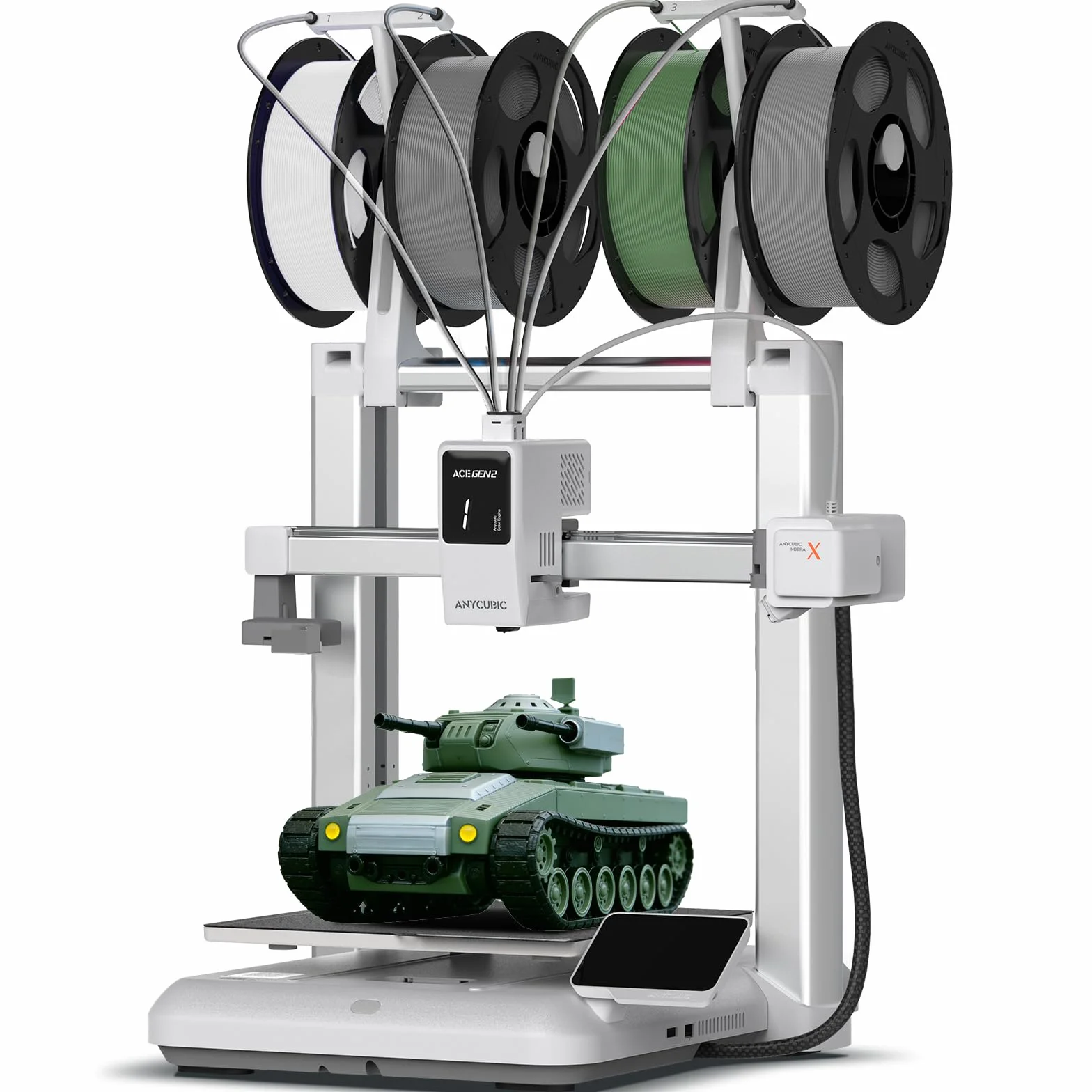 Anycubic Kobra X Multicolor Stampante 3D con Tecnologia ACE GEN 2, Velocità Massima di 600 mm/s, Stampa Nativa a 4 Colori ed Espansione Fino a 19 Colori con 4 ACE 2 Pro, 260x260x260 mm