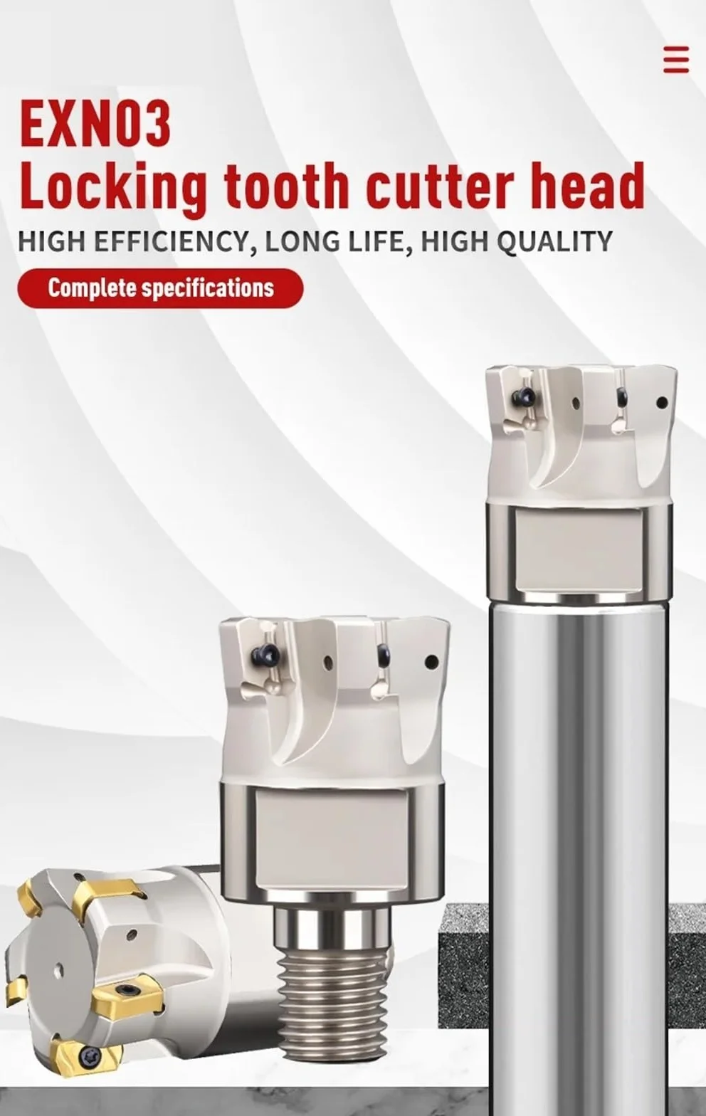 Testa di fresatura con denti bloccaggio ad avanzamento rapido Exn03r in acciaio al tungsteno resistente ai terremoti Lama Lnmu0303(EXN03 20-M10-3T)