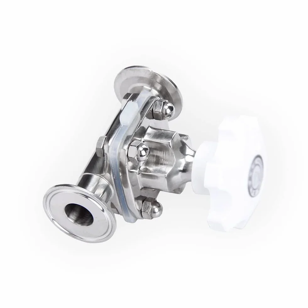 Valvole, 1/2" 3/4" 1" 1-1/4" Tubo OD 19mm 25mm 32mm DN20 Acciaio Inossidabile 316L Valvola A Membrana Sanitaria 1.5" Tri-Clamp Ferrule OD 50.5mm 1PC (Color : White Handle, Size : DN25 x Ferrule 50.5