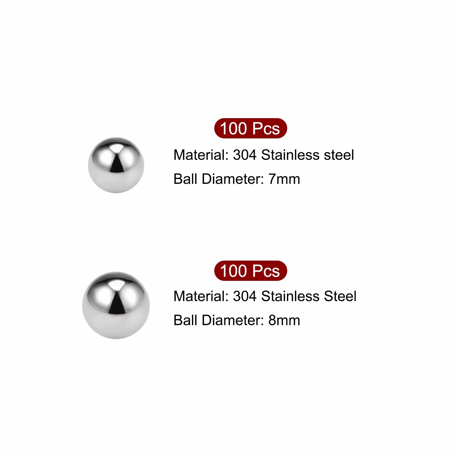 Cuscinetto Sfere 304 Acciaio Inossidabile G100 7mm 8mm 200pz Precisione
