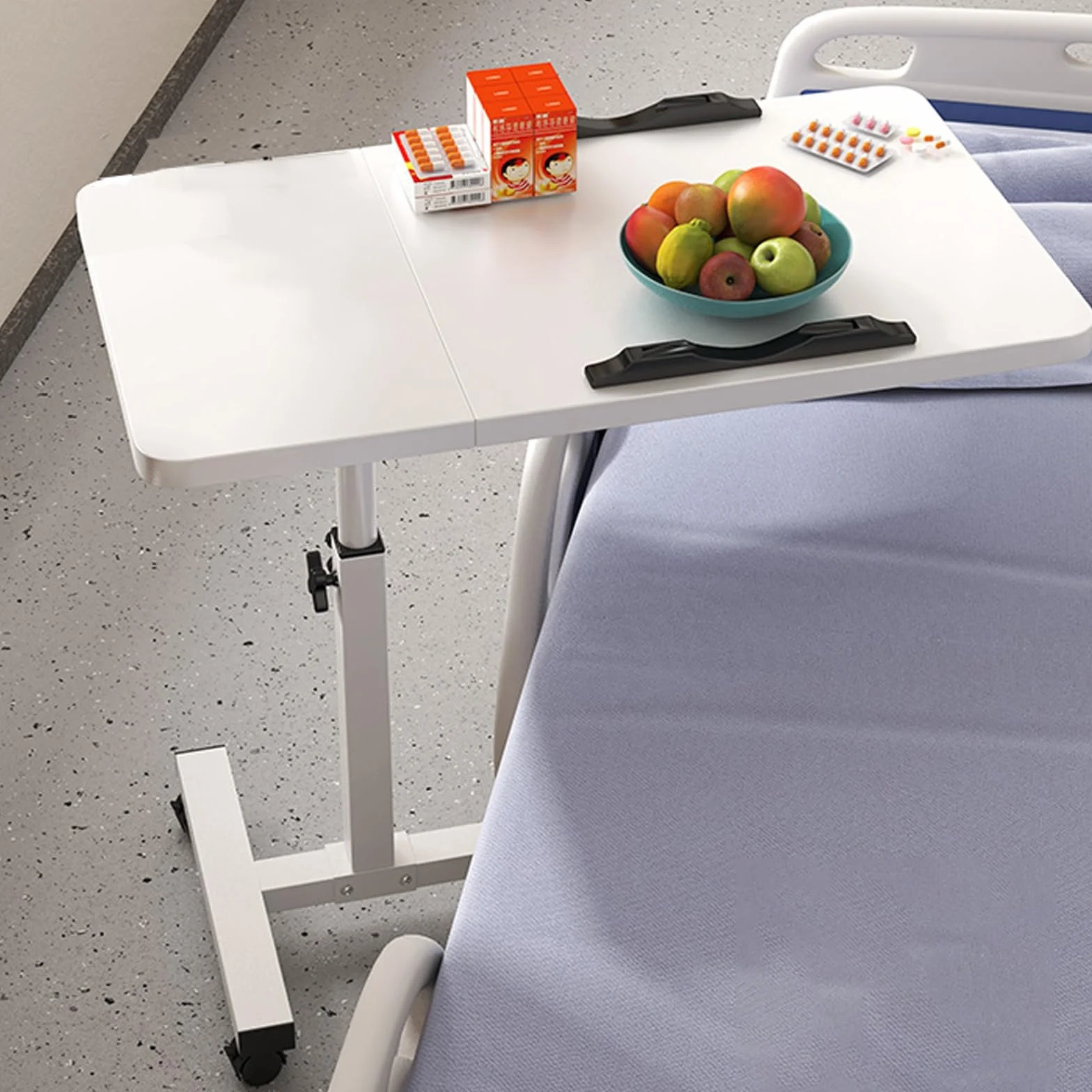 Tavolino Da Letto Con Ruote, Tavolo Da Comodino Regolabile In Altezza Per Uso Medico, Carrello Per Computer Rimovibile Con Pannello Inclinabile, Adatto A Piccoli Spazi, Scrivania Di Scrittura Pieghevo