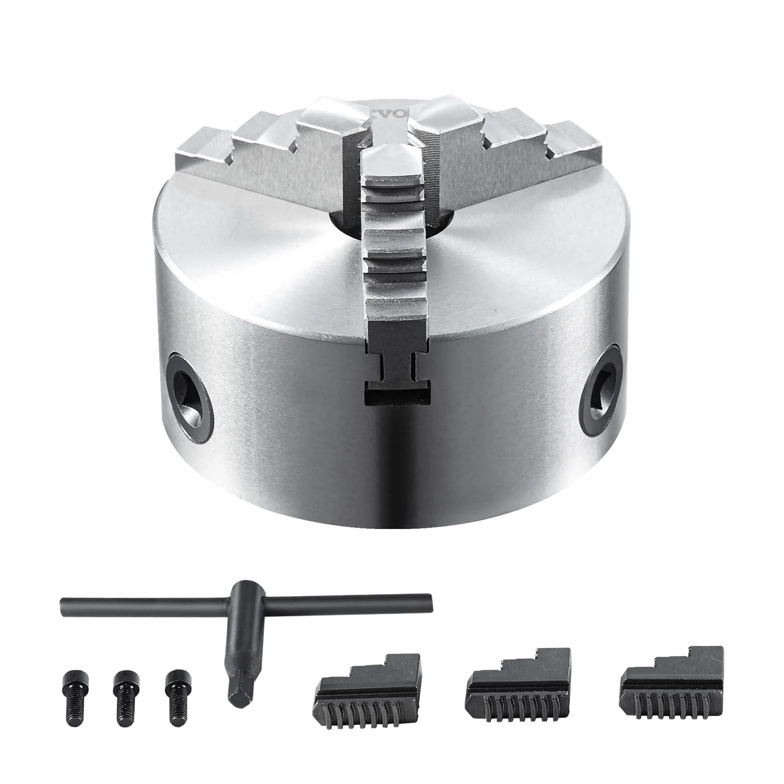 VEVOR Mandrino a 3 Ganasce per Tornio Mandrino Autocentrante Materiale in HT300 Diametro 160 ± 5 mm, Mandrino per Tornio a 3 Griffe Gamma di Serraggio 3,5-60mm, Mandrino Autocentrante per Tornio 160mm