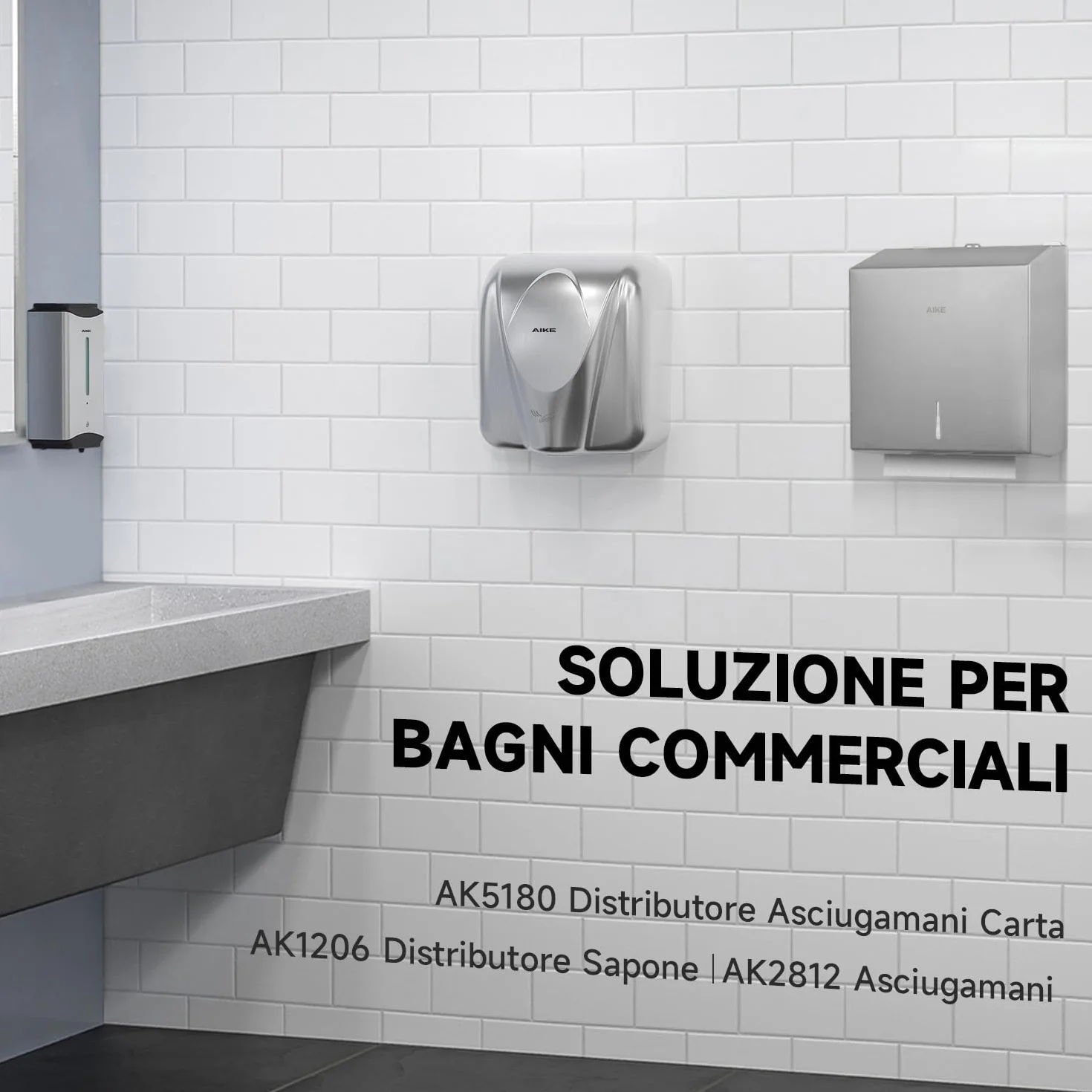AIKE In Acciaio Inox Dispenser Carta Asciugamani 250 Fogli Montato A Parete per H2 & Z-Fold 27 x 10 cm