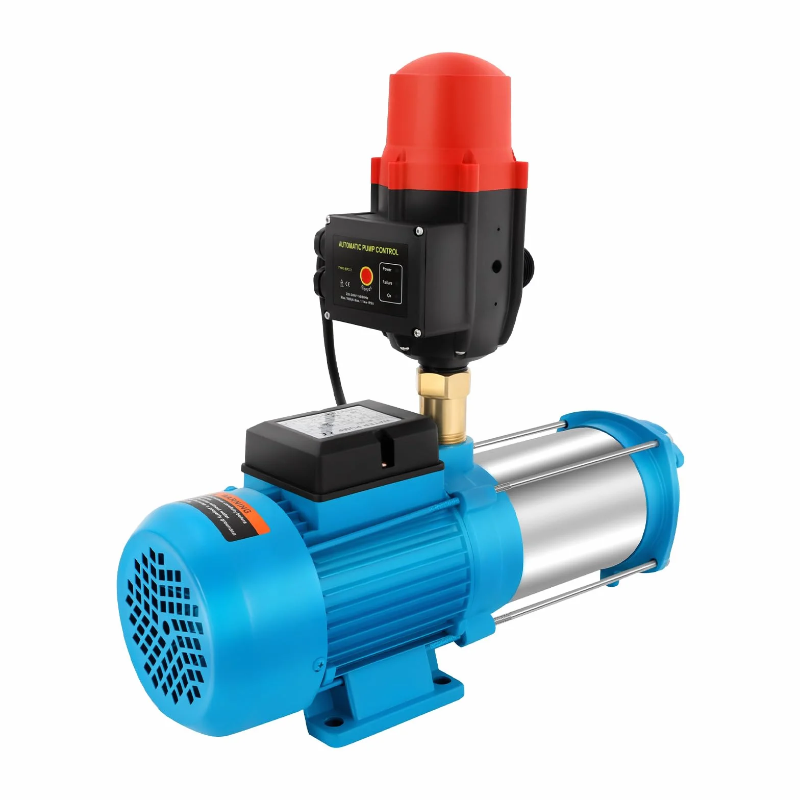 Pompa centrifuga da 1300 W, in acciaio inox ad alte prestazioni, 98 metri, avvio/arresto automatico premendo un pulsante, ideale per l'irrigazione di terreni agricoli, irrigazione del giardino e