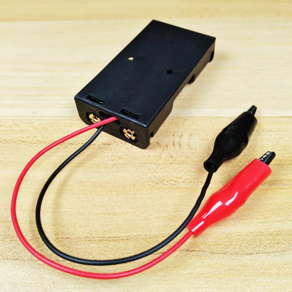 Gebildet Portabatterie Doppio AA, Portabatterie AA da 2x 1.5 V con Cavi con Clip a Coccodrillo, Portabatterie AA con Cavi con Clip a Coccodrillo (Confezione da 6)