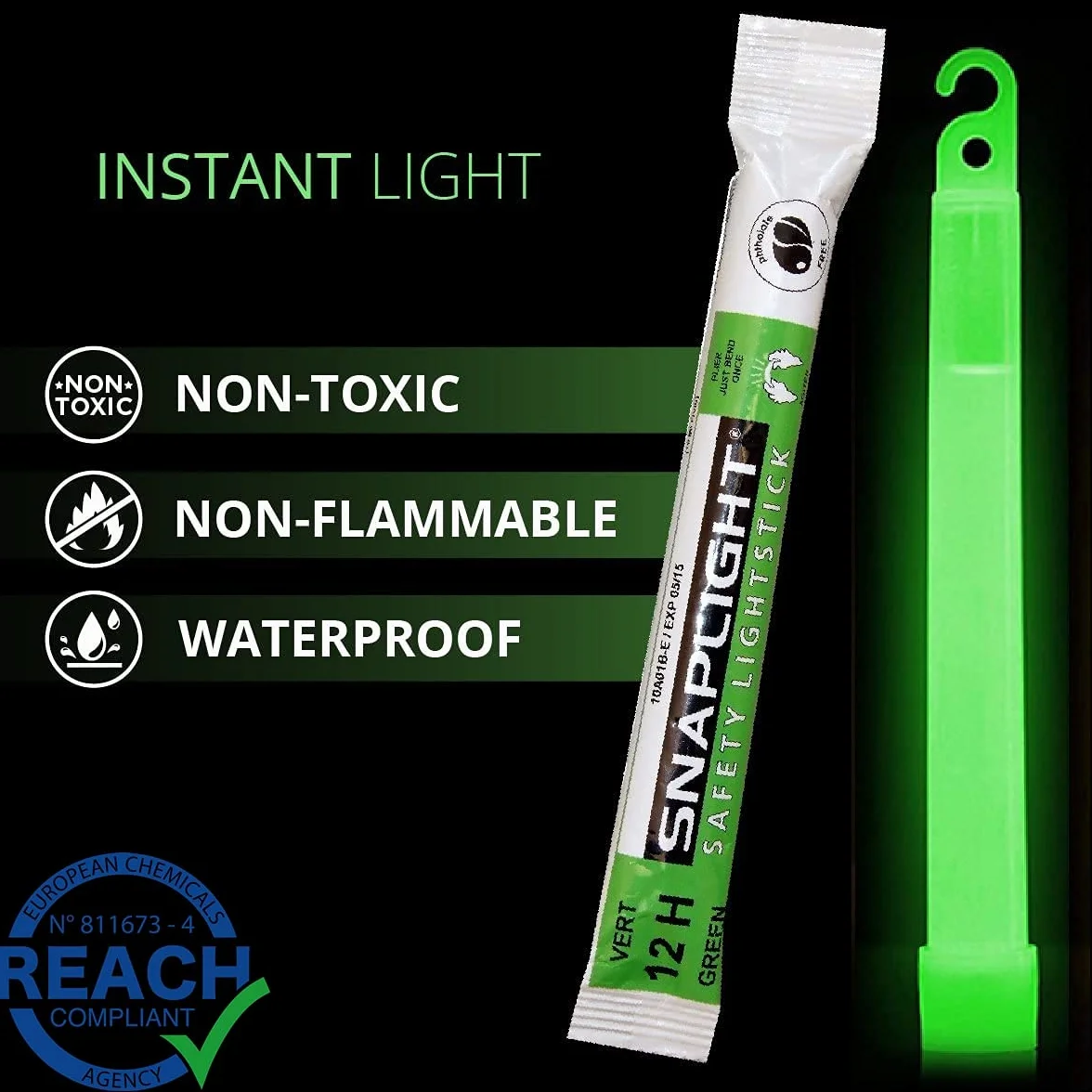 Cyalume Bastone Luminoso SnapLight Glow Sticks 15 cm - Light Sticks molto luminoso con durata di 12 ore - Verde (Sacchetto da 30)