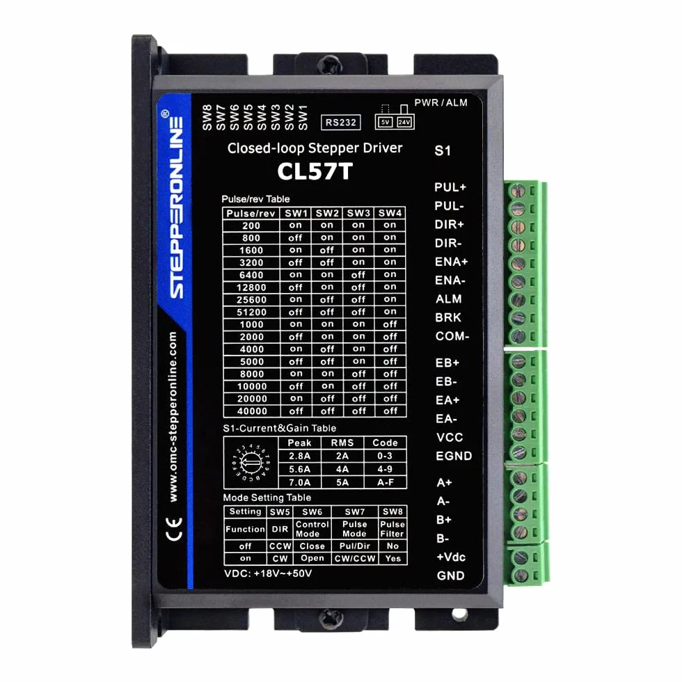 STEPPERONLINE Modbus RS485 - Driver per motore passo-passo ad anello chiuso, 0,1-7,0 A, 24-48 V CC