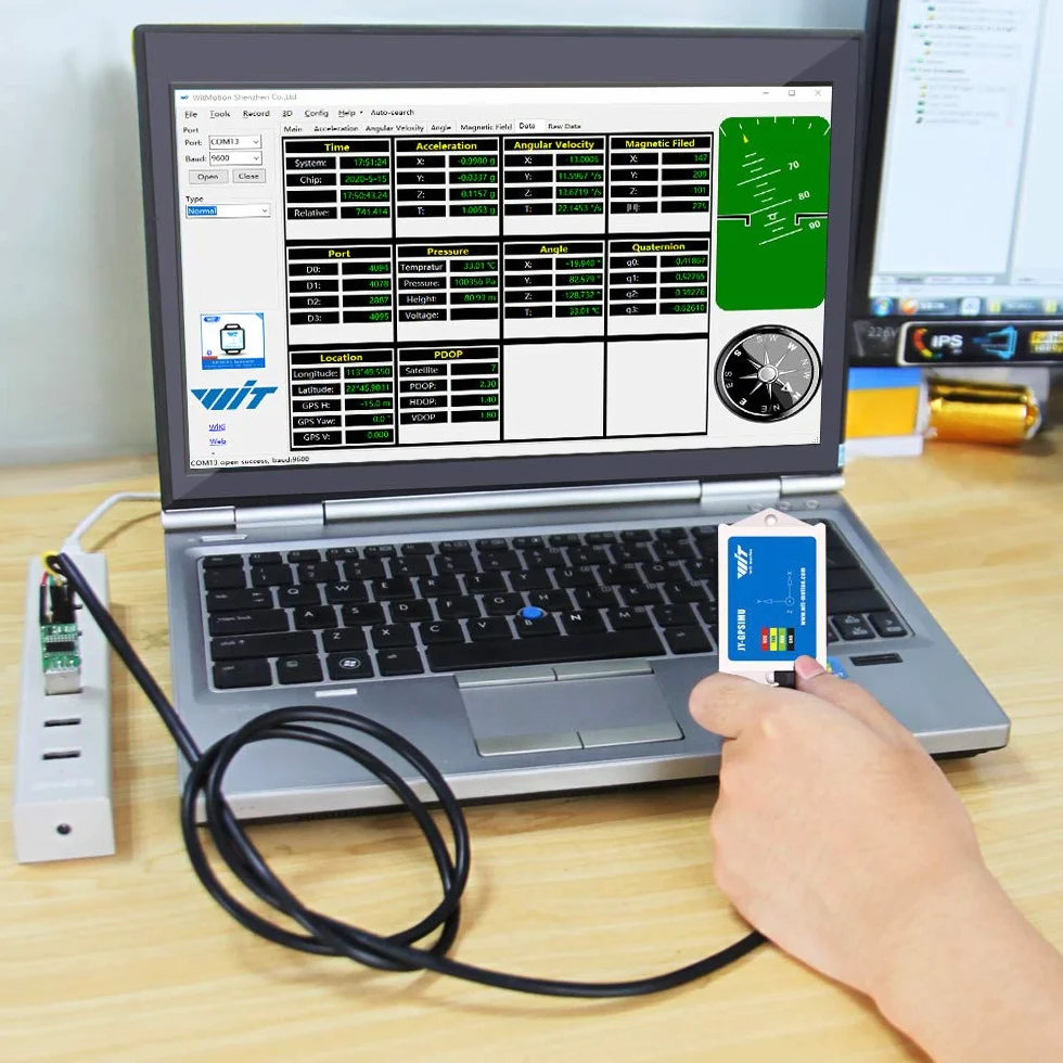 WitMotion WTGAHRS1 Inclinometro IMU AHRS ad alta stabilità a 10 assi, accelerazione ad alta precisione+giroscopio+angolo+magnete+pressione dell'aria+GPS, livello TTL, localizzatore di con antenna GPS