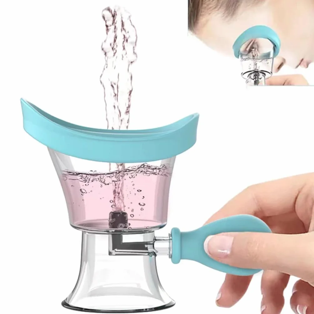 Bicchiere per il lavaggio degli occhi, Kit per il lavaggio degli occhi silicone manuale per la pulizia degli occhi strumento per il lavaggio degli occhi (Blu)