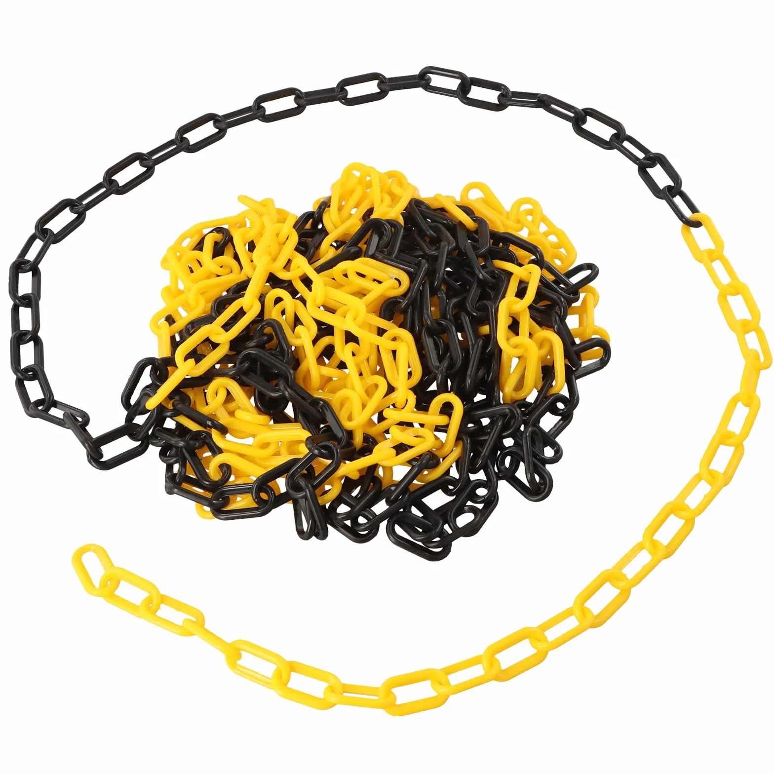 Catena Barriera Plastica 10mx6mm, Catena di Avvertimento Alta Visibilità, Catene Barriere Sicurezza Catene Plastica per Parcheggio Controllo della Folla Traffico (Nero e Giallo)
