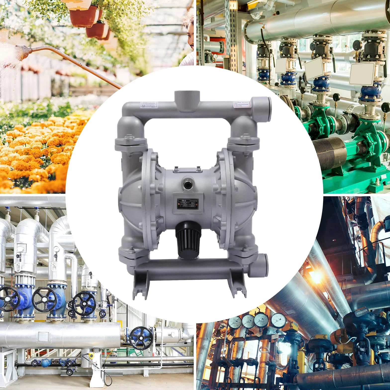 QBK-40L Pneumatico Doppia Membrana Pompa Aria Funzionamento 140L/min 0.69MPa Alluminio Resistente agli Chimici Per Acqua Olio Industria